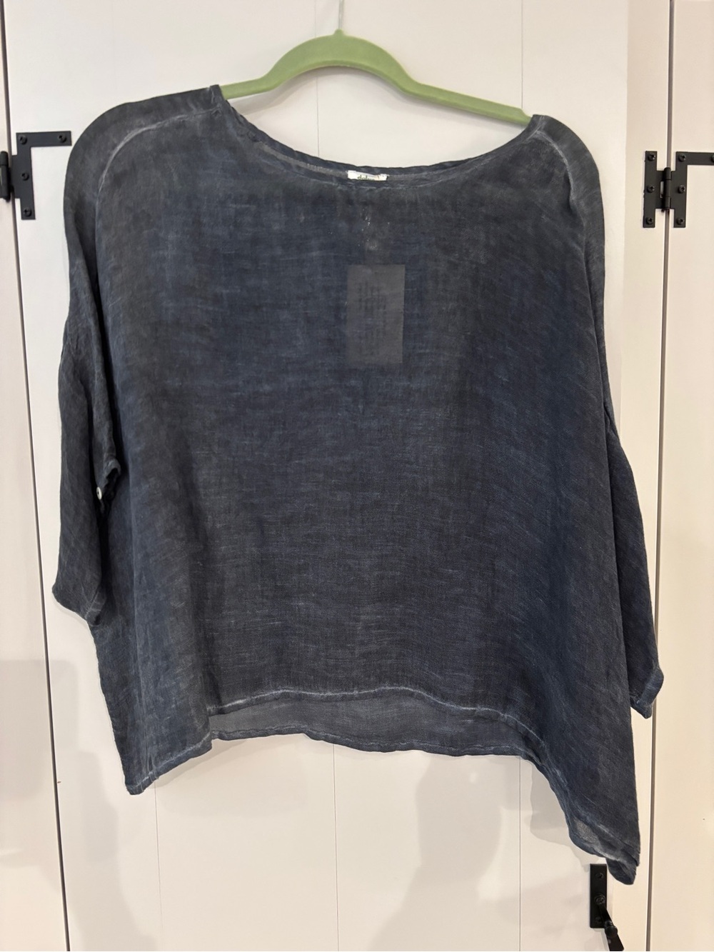 Washed Black Linen Boatneck Blouse